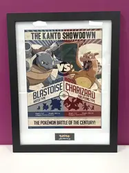 affiche sous cadre pokemon blastoise - charizard