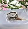 bague argent pierres noires et blanches t52 argent 925 millième (22 ct) 3,46g