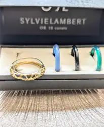 bague sylvie lambert modulable avec 3 anneaux de couleur en résine or 750 millième (18 ct) 1,49g