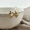 boac boucles d'oreilles en acier motif coeur orné de perle synthétique