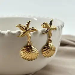 boac boucles d'oreilles en acier motif étoile de mer