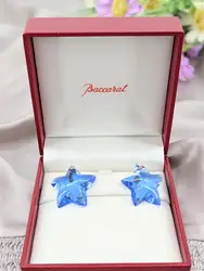 boucles d'oreilles baccarat starlet bleu en cristal et or jaune or 750 millième (18 ct) 16,38g