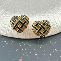 boucles d'oreilles clip vintage en métal doré