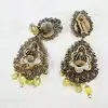 boucles d'oreilles clips gas bijoux perles vertes et strass roses