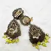 boucles d'oreilles clips gas bijoux perles vertes et strass roses