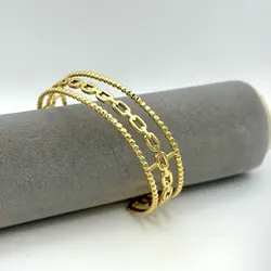 brac bracelet jonc /manchette maille marine triple rang en acier