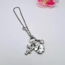 bracelet argent maille forçat avec trois charms l18cm argent 925 millième (22 ct) 7,55g