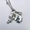 bracelet argent maille forçat avec trois charms l18cm argent 925 millième (22 ct) 7,55g