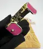 bracelet jonc large bangle up émail rose fuchsia et éclairs dorés
