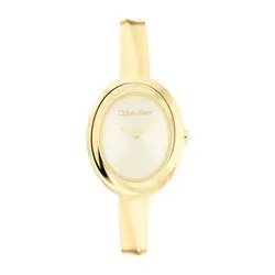 calvin klein montre à mouvement quartz deux aiguilles pour femme collection twisted bezel avec bracelet rigide en acier inoxydable