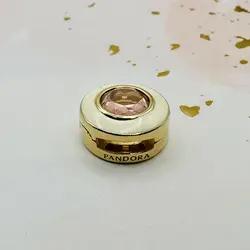 charm pandora à clip rond cercle blanc et orné d'un crisal rose argent 925 millième (22 ct) 2,83g