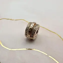 charm pandora clip lignes pavé et logo scintillant blanc