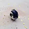 charm pandora en verre de murano bleu facetté argent 925 millième (22 ct) 2,47g