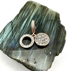 charm pandora pendant double disque bleu clair scintillant