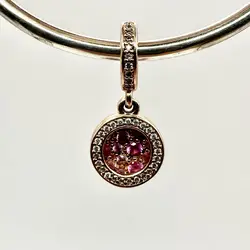 charm pandora pendant double disque rose scintillant