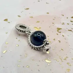 charm pandora pendant globe bleu argent 925 millième (22 ct) 2,91g