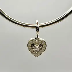 charm pandora pendentif double coeur blanc iridescent argent 925 millième (22 ct) 4,03g