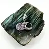 charm pandora pendentif plume pavé violets et roses argent 925 millième (22 ct) 3,53 g