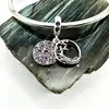 charm pandora pendentif plume pavé violets et roses argent 925 millième (22 ct) 3,53 g