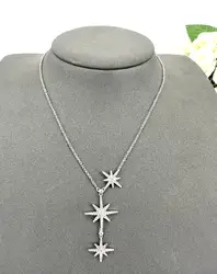 collier apm monaco triple météorites serti d'oxydes de zirconium argent 925 millième (22 ct) 6,82g