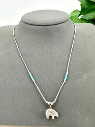 collier argent avec pendentif ours et pierres bleus t41cm argent 925 millième (22 ct) 4,85g