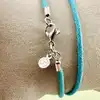 collier arthus bertrand cordon en coton huilé turquoise l41cm argent 925 millième (22 ct) 1,62g