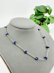 collier en argent avec pierres bleus l39,5cm argent 925 millième (22 ct) 3,80g