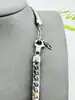 collier gourmette plate en acier inoxydable noir argenté