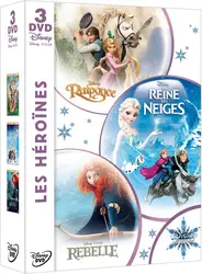 dvd coffret 3 - les héroïnesu00a0: la reine des neiges + raiponce + rebelle