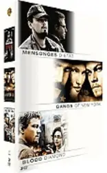 dvd coffret leonardo di caprio - mensonges d'état + gangs of new york + blood diamond