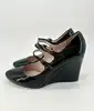 escarpins/ chaussures miu miu en cuir verni à double bride avec talons compensés