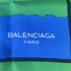 foulard balenciaga en soie vert et bleu à motif géométrique