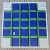 foulard / carré yves saint laurent vintage 88x88 cm vert et bleu à motif géométrique