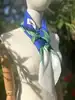 foulard / carré yves saint laurent vintage 88x88 cm vert et bleu à motif géométrique