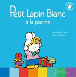 livre petit lapin blanc à la piscine