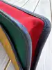 mini pochette longchamp en toile jaune verte et rouge, et la doublure en cuir