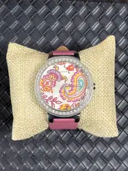 montre guess paisley quartz bracelet en cuir rose