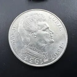pièce 100 francs marie curie 1984 argent 900 millième 14,99g