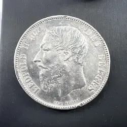 pièce 5 francs leopold ii 1873 argent 900 millième 24,81g