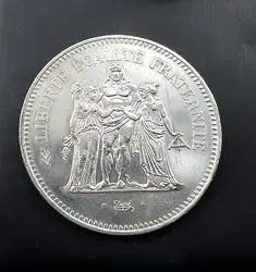 pièce 50 francs hercule 1976 argent 900 millième 29,93g