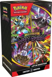 pokémon - lot de boosters méga - évolution – nuit noire (6 boosters)
