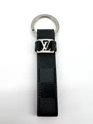 porte-clés dragonne louis vuitton en toile damier graphite et finition argenté