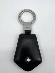 porte-clés montblanc meisterstûck en  cuir noir et métal argenté