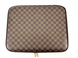 porte-documents louis vuitton en toile damier ébène marron