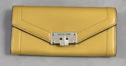 portefeuille michael kors en cuir orange kinsley