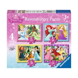 ravensburger - puzzle disney princesses - puzzle enfant - 4 puzzles dans 1 boîte - 07397