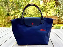 sac à main longchamps le pliage s en toile bleue