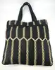 sac cabas agnès b denise en nylon recyclé tressé noir et beige