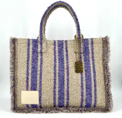 sac cabas grand sandro en toile tweed beige et violet