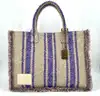sac cabas grand sandro en toile tweed beige et violet